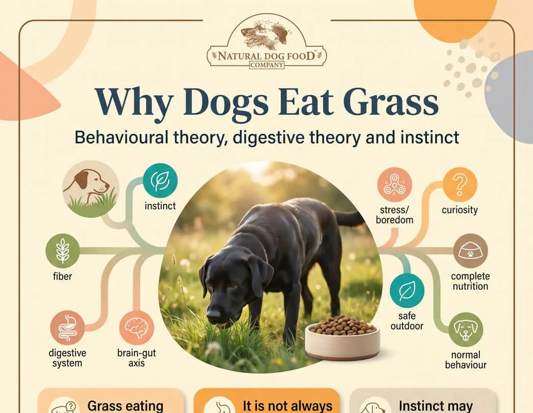 Infographic showing reason why dogs might eat grass