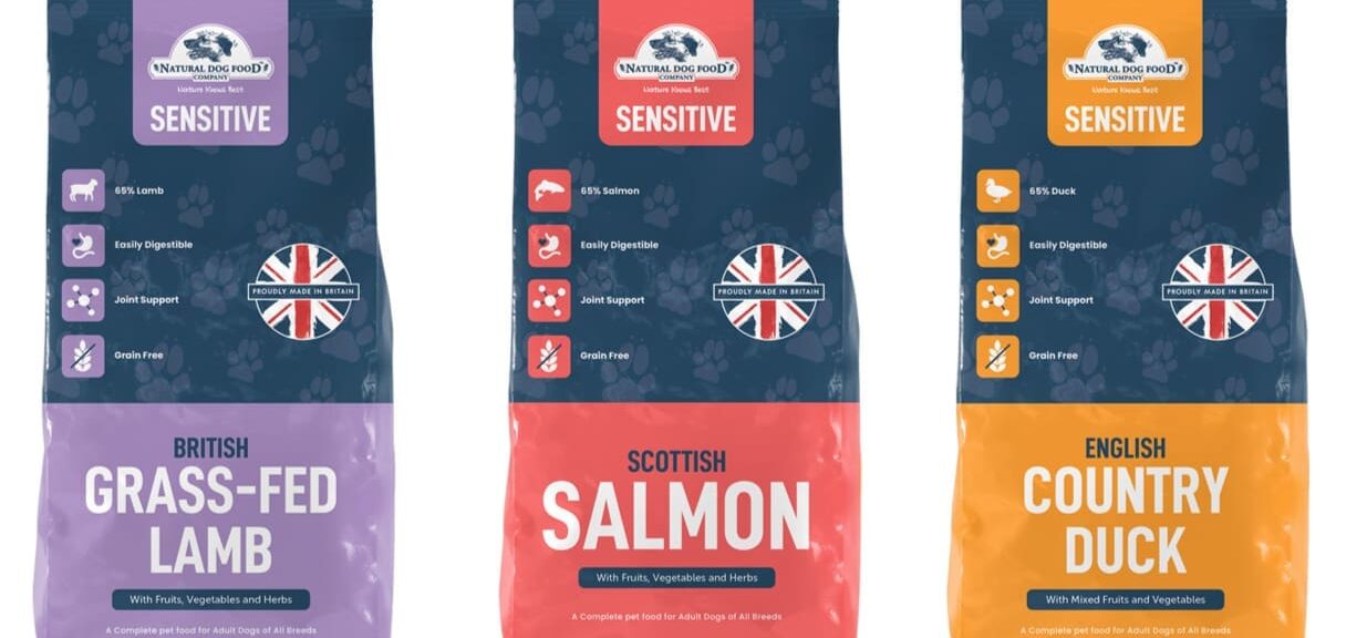 Bags of Natural Dog Food Company Sensitive range